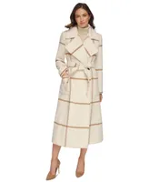 Dkny Women's Plaid Maxi Wool Blend Coat