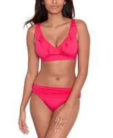 Lauren Ralph Lauren Womens Beach Club Solid Ruffle Bikini Top Ruched Bikini Bottoms