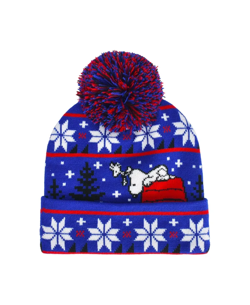 Peanuts Blue Beanie Red House With Snoopy