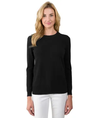 Jennie Liu Women's 100% Pure Cashmere Long Sleeve Crew Neck Pullover Sweater