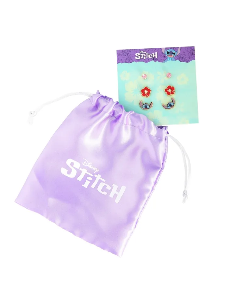 Disney Lilo & Stitch Stud Earrings - Set of 3, Officially Licensed