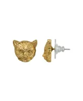 2028 Gold-Tone Cat Stud Earrings