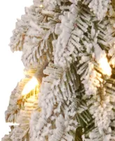 National Tree 36 Snowy Downswept Forestree with Metal Plate and 50 Clear Lights