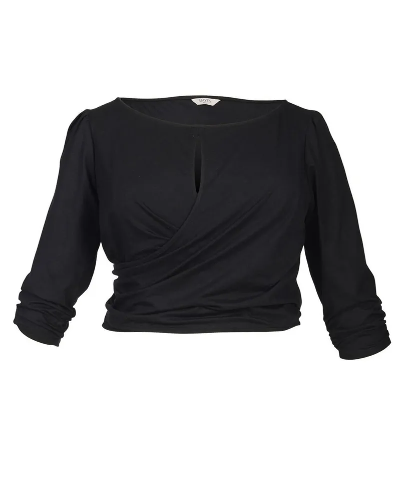 Fitted Long-Sleeve Strappy Keyhole Top