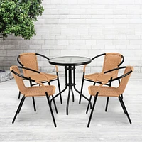 Pack Rattan Indoor-Outdoor Restaurant Stack Chair With Curved Back