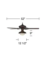 52" Orb Modern Industrial Indoor Outdoor Ceiling Fan with Led Light Oil Rubbed Bronze Brown Frosted Glass Cage Wet Rated for Patio Exterior House Porc