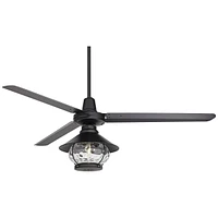 60" Turbina Dc Modern Industrial Outdoor 3 Blade Ceiling Fan with Led Light Remote Control Matte Black Cage Damp Rated for Patio Exterior House Home P