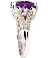 Amethyst (5 ct. t.w.) & White Topaz (1/10 ct. t.w.) Split Shank Ring in Sterling Silver