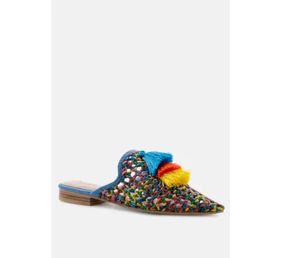 Rag & Co Zooey Colorful Woven Flat Mules