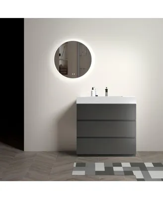 Simplie Fun Gray Bathroom Vanity with Sink and Storage