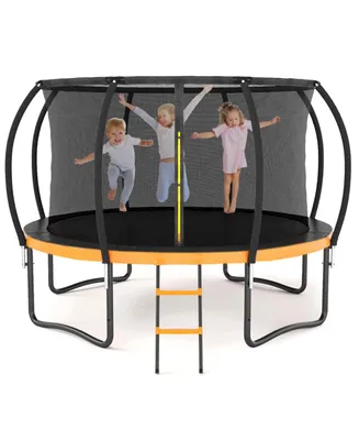 Simplie Fun 12FT Outdoor Trampoline with Safety Net and Accessories