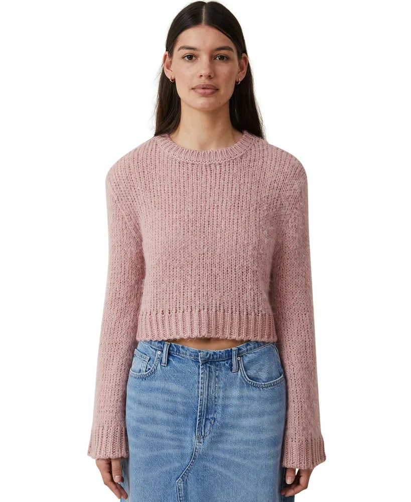 Cotton On Women's Oh My Fluff Crop Crew Neck Sweater