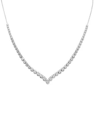 Diamond V Statement Necklace (2 ct. t.w.) in 14k White Gold, 16" + 2" extender