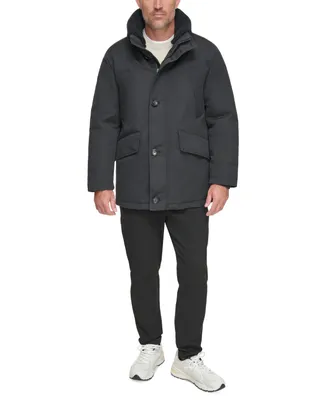 Marc New York Men's Wittstock Insulated Full-Zip Waxed Parka with Removable Fleece Trim