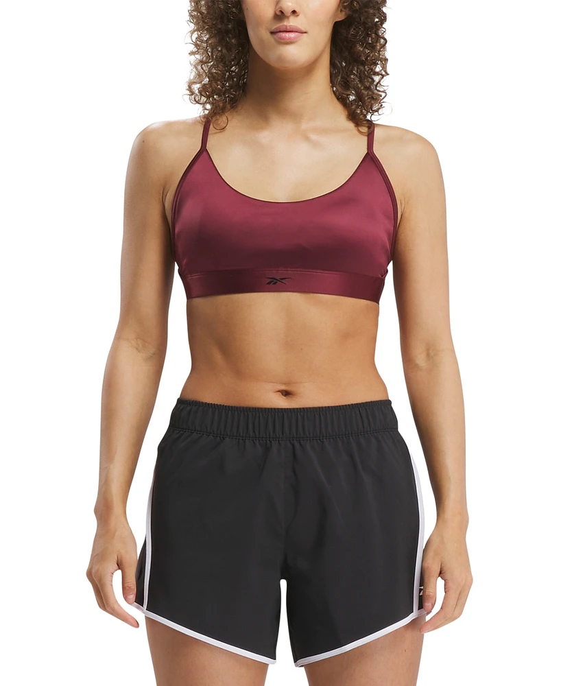 Reebok Women's Shine Lux Strappy Medium-Impact Sports Bra