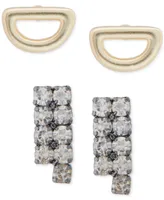 Lucky Brand Two-Tone 2-Pc. Set Half-Circle & Crystal Stud Earrings