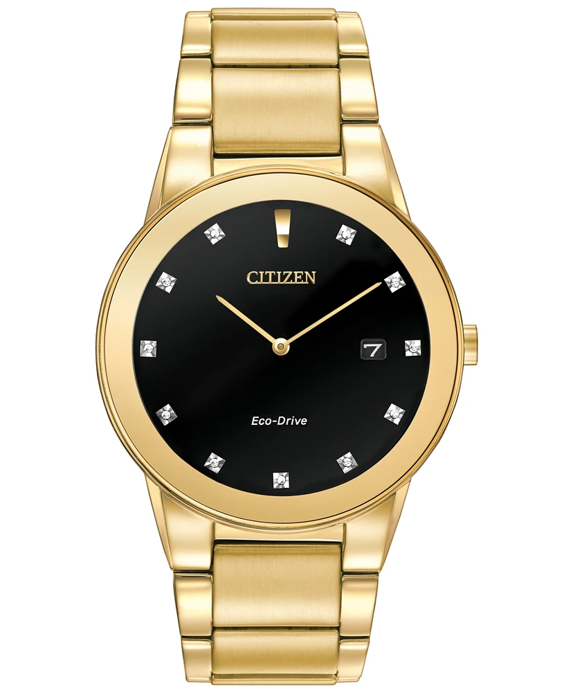 Citizen Men's Eco-Drive Axiom Diamond Accent Gold-Tone Stainless Steel Bracelet Watch 40mm AU1062