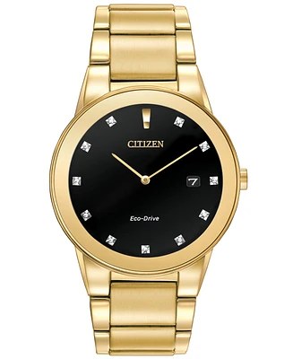 Citizen Men's Eco-Drive Axiom Diamond Accent Gold-Tone Stainless Steel Bracelet Watch 40mm AU1062