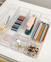 Martha Stewart Miles Plastic Stackable Office Desk Drawer Organizers, Various Sizes, 6 Compartments