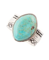 Barse Hammered Genuine Turquoise and Sterling Silver Abstract Ring