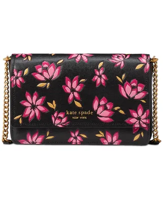 kate spade new york Morgan Winter Blooms Embossed Saffiano Leather Flap Chain Wallet