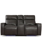 Greymel 74" Zero Gravity Leather Loveseat with Console and Power Headrests, Created for Macy's