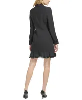 Karl Lagerfeld Paris Women's Button-Front Ruffled-Hem Blazer Dress