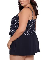 Swim Solutions Plus Polka Dot Romper One Piece, Created for Macy's