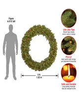 National Tree Company 60" Garwood Spruce Wreath with Pine Cones & 450 Warm White Concave lights