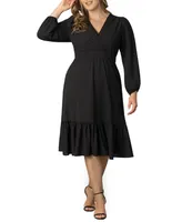 Kiyonna Plus Portia Long Sleeve Dress