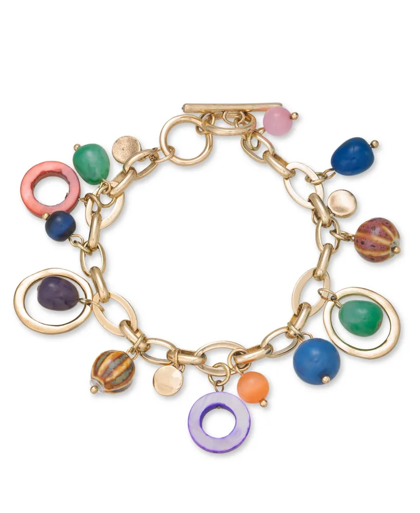 Style & Co Gold-Tone Mixed Stone Charm Bracelet, Created for Macy's