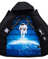 Space One Men's Nasa Inspired Parka Jacket with Printed Astronaut Interior