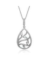 Stylish Sterling Silver White Gold Plated Cubic Zirconia Drop Pendant