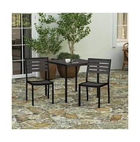 Kersey Outdoor Side Chairs Poly Faux Wood And Metal Patio Deck For All-Weather Use- Set Of 2
