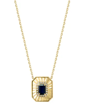 Effy Sapphire (5/8 ct. t.w.) & Diamond (1/10 Octagon Disc Pendant Necklace 14k Gold, 17