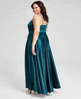 B Darlin Trendy Plus Satin Sleeveless Gown