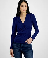 I.n.c. International Concepts Women's Printed Crossover V-Neck Top, Created for Macy's