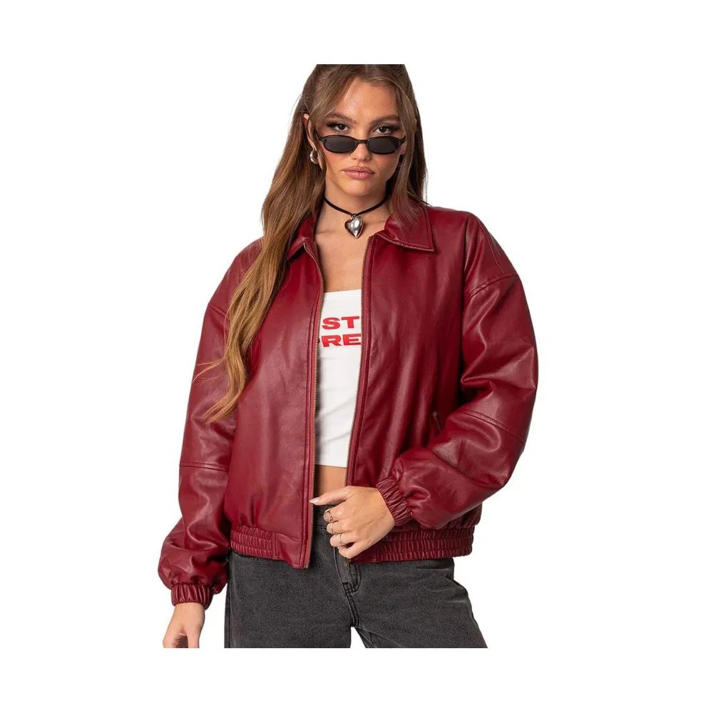 Levi's Women's Hooded Faux-Leather Bomber Jacket - Macy's