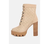 Yoko Womens Fine Suede Quilted Ankle Boots