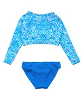 Toddler, Child Girl Santorini Blue Crop Ls Rash Set