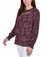 Ny Collection Petite Long Sleeve Dobby Blouse