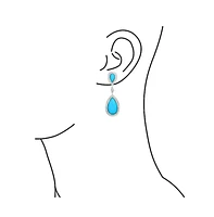 Bling Jewelry Aqua Blue Pear Shaped Cz Halo Statement Dangle Chandelier Teardrop Earrings For Women Rhodium Plated Brass