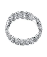 Bling Jewelry Art Deco Style Jewelry Cz Marquise Cubic Zirconia 4 Row Wide Tennis Bracelet Rhodium Plated 7.5 Inches. Perfect for s Formal Party