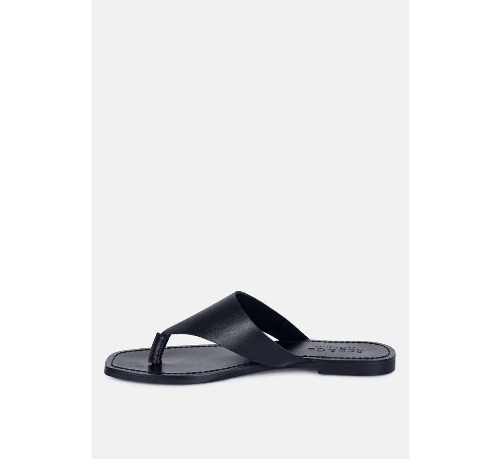 MADELINE Black Flat Thong Sandals