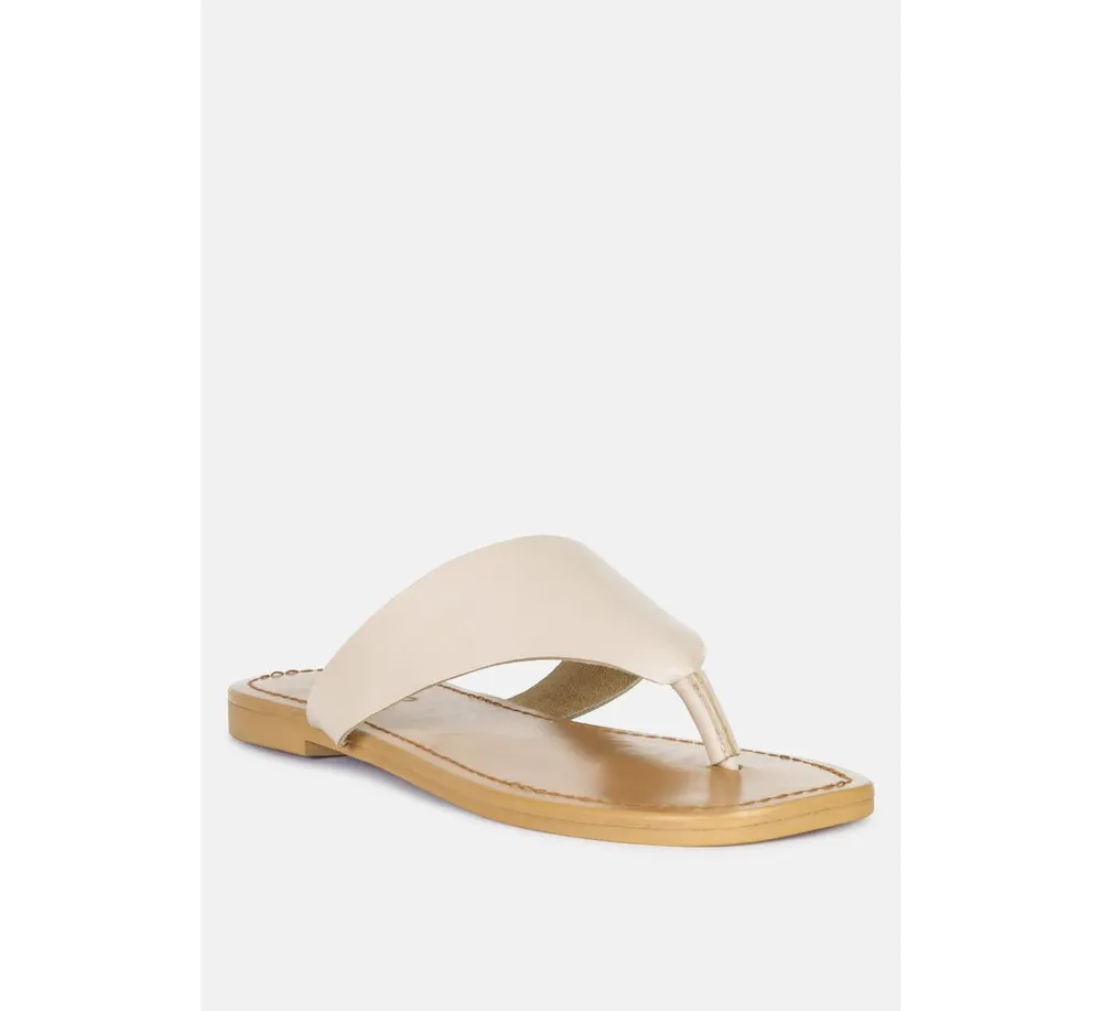 Rag & Co Oroferr Tan Soft Leather Luxury Thong Flats