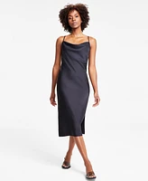 Bar Iii Women's Solid Cowlneck Slip Dress, Created for Macy's