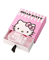 Hello Kitty Sanrio Silver Plated Light Pink Crystal Enamel Stud Earrings, Officially Licensed Authentic