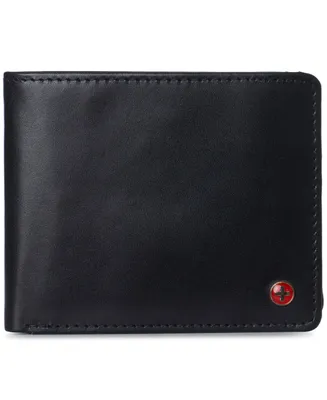 Alpine Swiss Mens Genuine Leather Wallet Passcase Bifold Rfid Safe 2 Id Windows