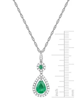 Sapphire (1-1/3 ct. t.w.) and Diamond (1/4 Drop Pendant Necklace Set 14k White Gold (Also Available Emerald)