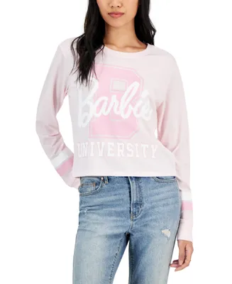 Love Tribe Juniors' Barbie University Graphic Print Long-Sleeve T-Shirt